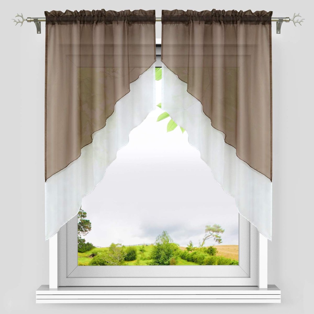 Omgoods - HeichkelL Voile Gordijnen met Strik - Set van 2 120x125 cm