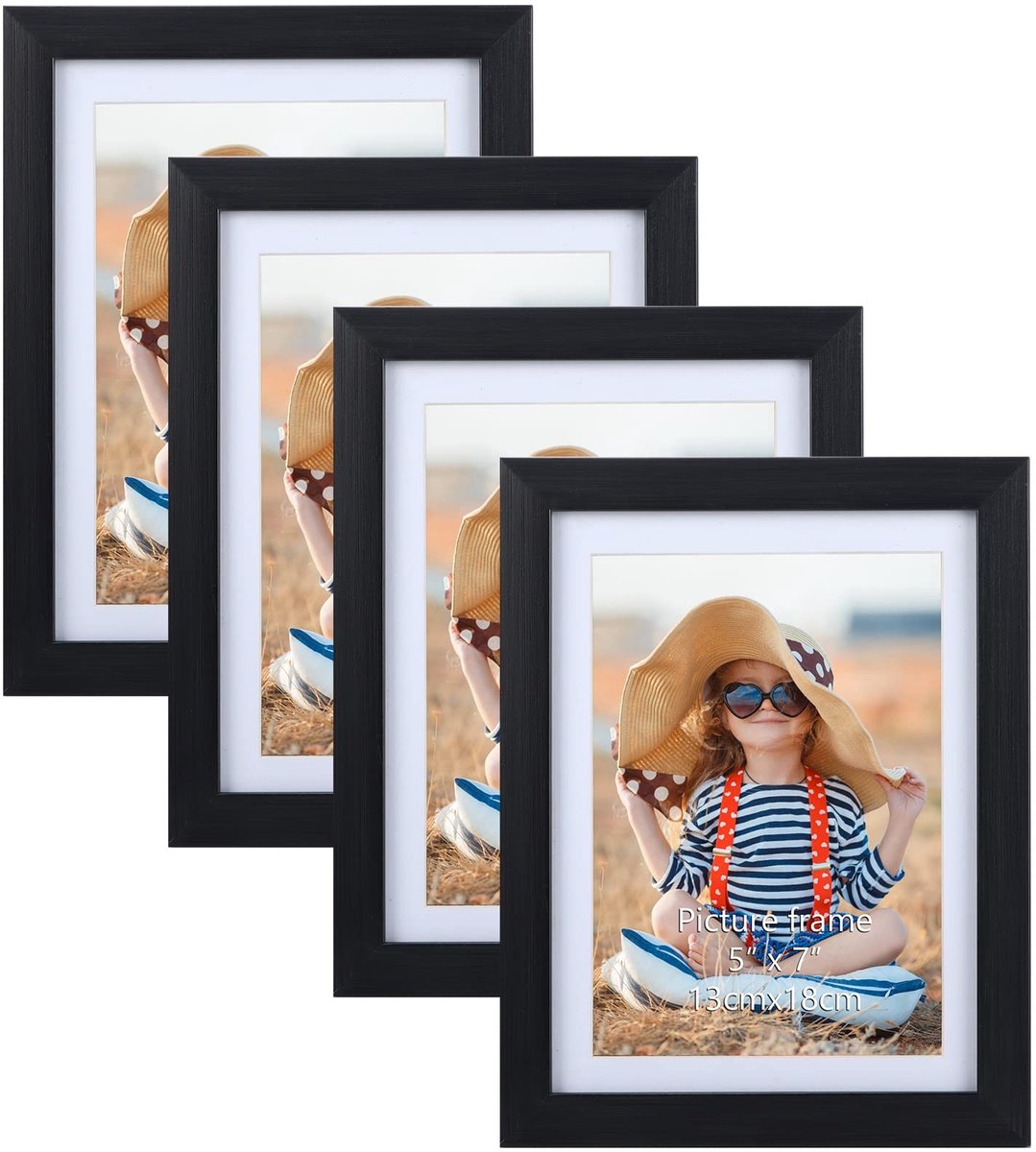 Omgoods - Set van 4 Zwarte Fotolijsten 13x18 cm met Glazen Plaat - Perfect voor jouw Foto's