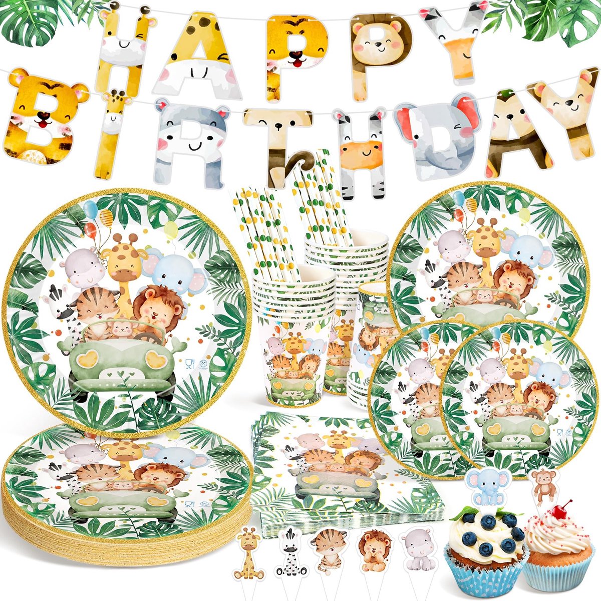 Omgoods - Jungle Safari Feestservies Set voor 16 Personen - 134 Stukken
