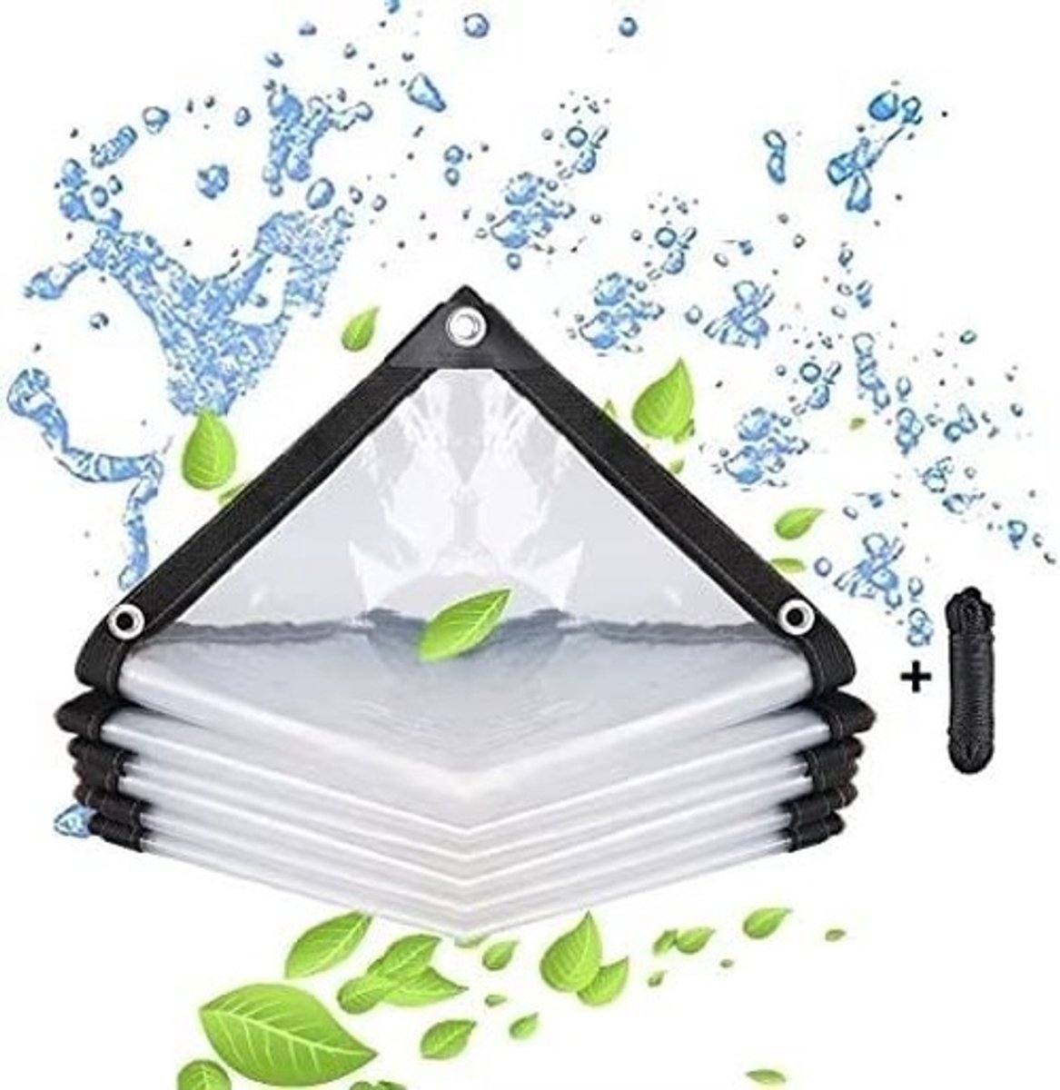 Omgoods - Waterdichte Transparante Zeil met Oogjes 3 x 6 m voor Tuinmeubelen