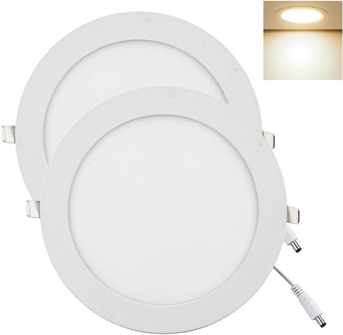 LED paneel ronde inbouwspot 9W 810LM x 2 stuks | 3000K warm wit, Ø 9mm x 145mm, AC 85-265V, driver inbegrepen, Energiebesparing