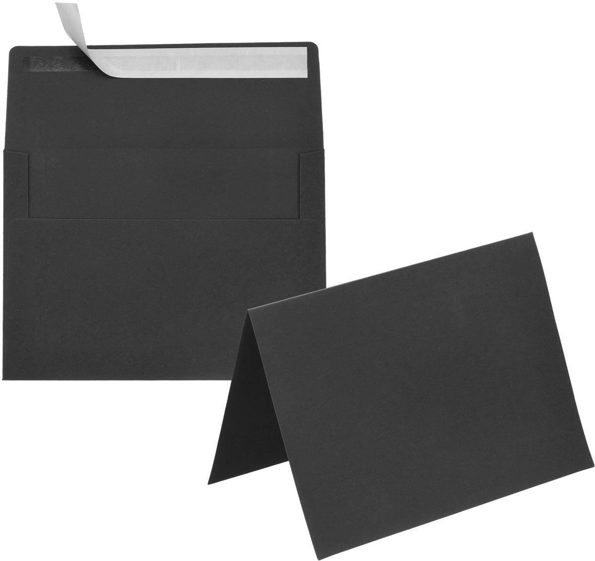 Omgoods - 50Pack Zwarte Enveloppen A7 met Kaarten - Zelfzegel voor Wenskaarten en Uitnodigingen