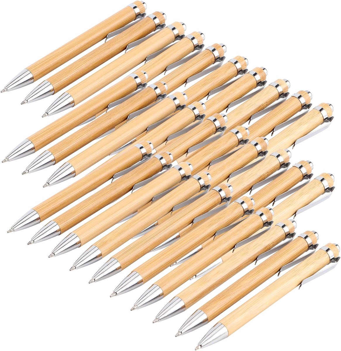 30 stuks balpennen set, houten balpennen, herbruikbare houten balpennen voor dagelijks gebruik op kantoor en thuis