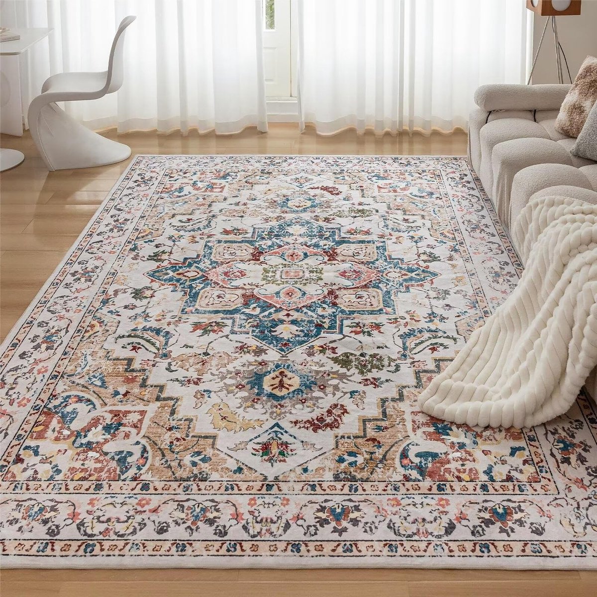Omgoods - Machine Wasbare Vintage Oriental Boho Tapijt voor Woonkamer en Slaapkamer