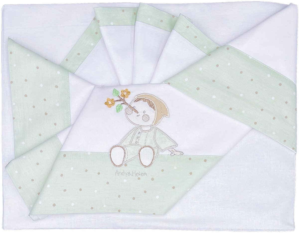 Omgoods - 3-delige Crib Bedding Set - Geborduurd Bedlaken + Hoeslaken en Kussenhoes voor Maxi Bed