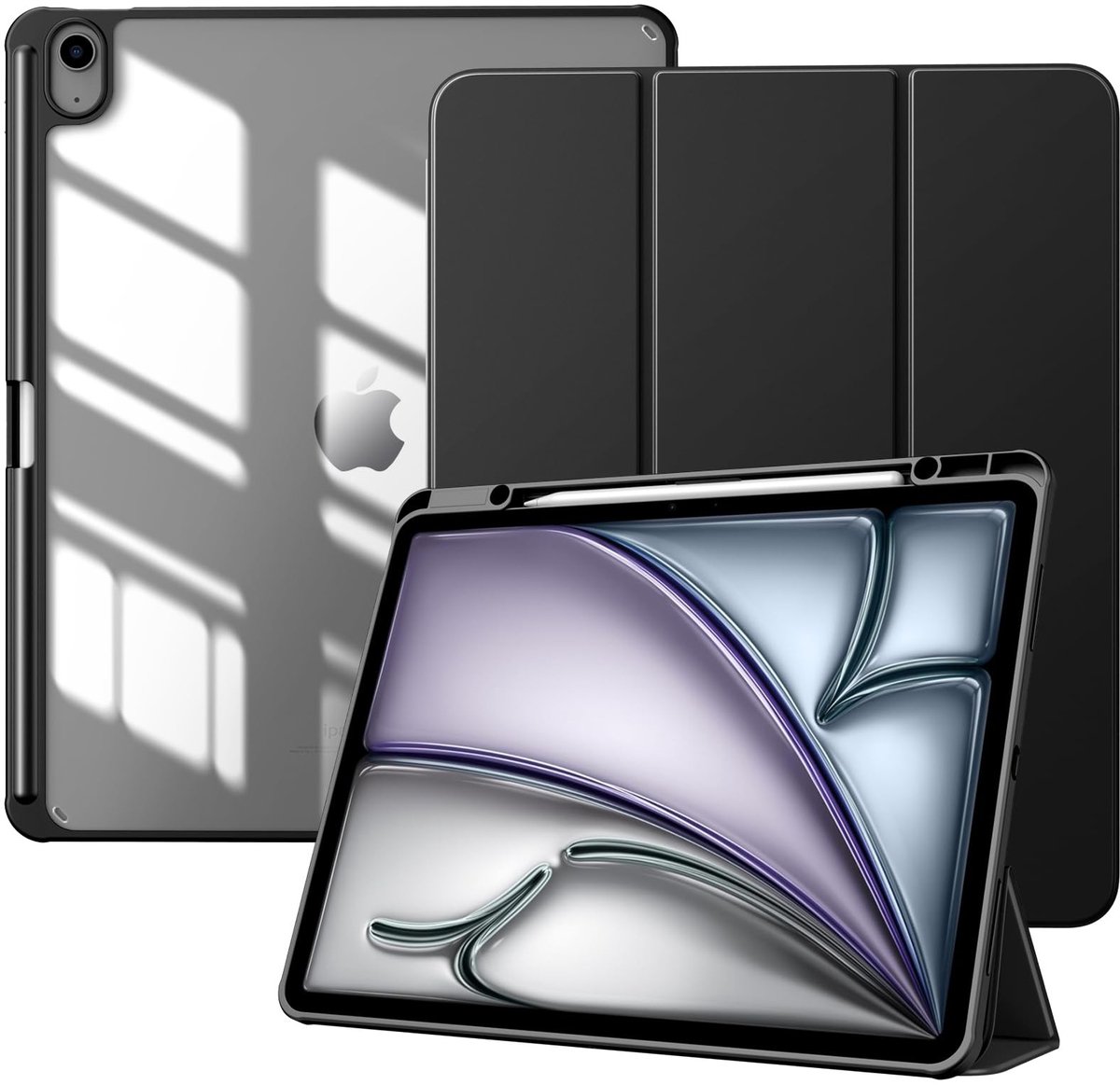 Omgoods - Hoes voor iPad Air 13 inch M4/M3/M2 - Transparante Achterkant en Standaardfunctie