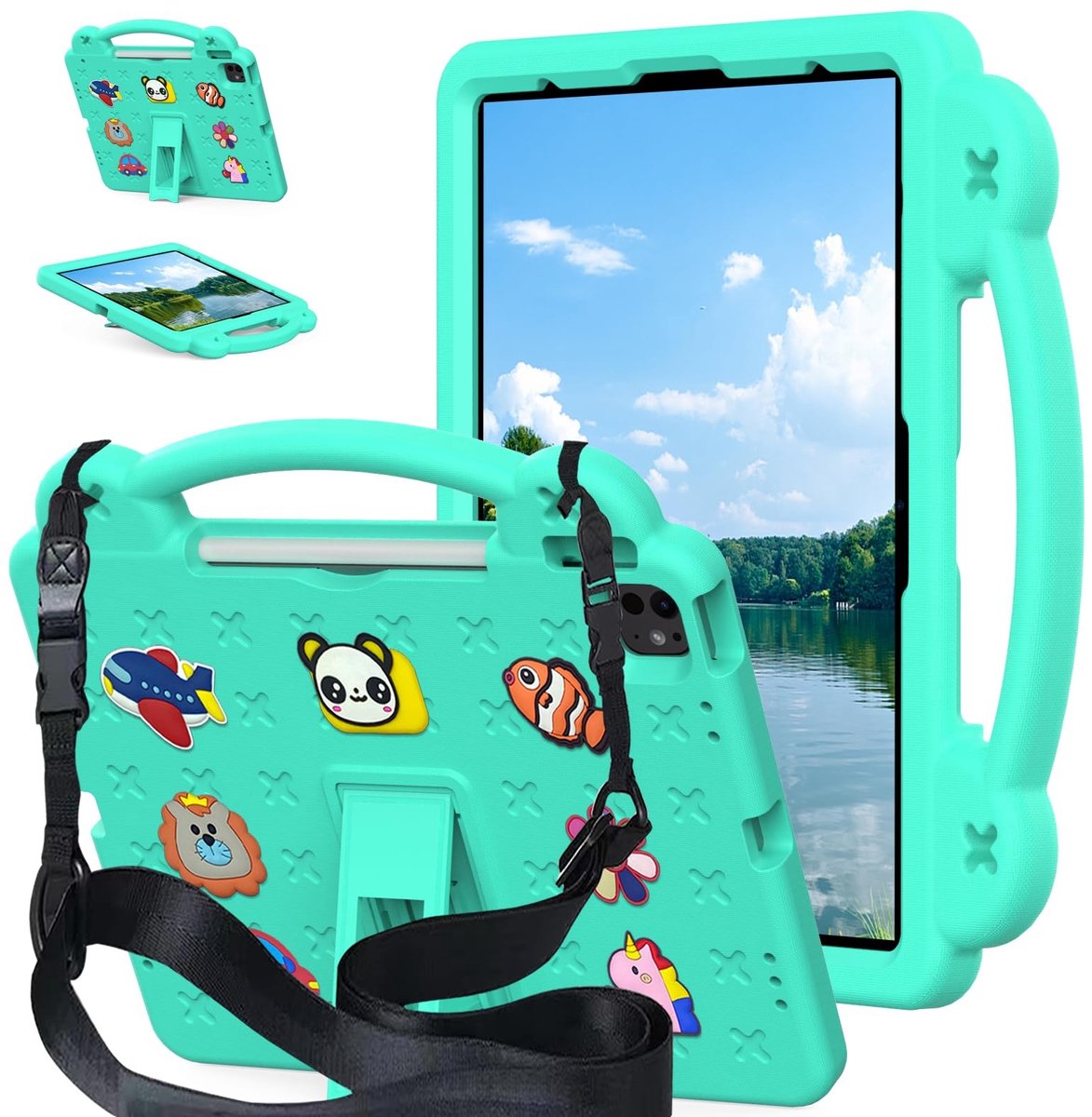 Omgoods - Kindvriendelijke Tablet Case voor Lenovo Tab M10 en Huawei MediaPad T5 - Schokbestendig met Handgreep