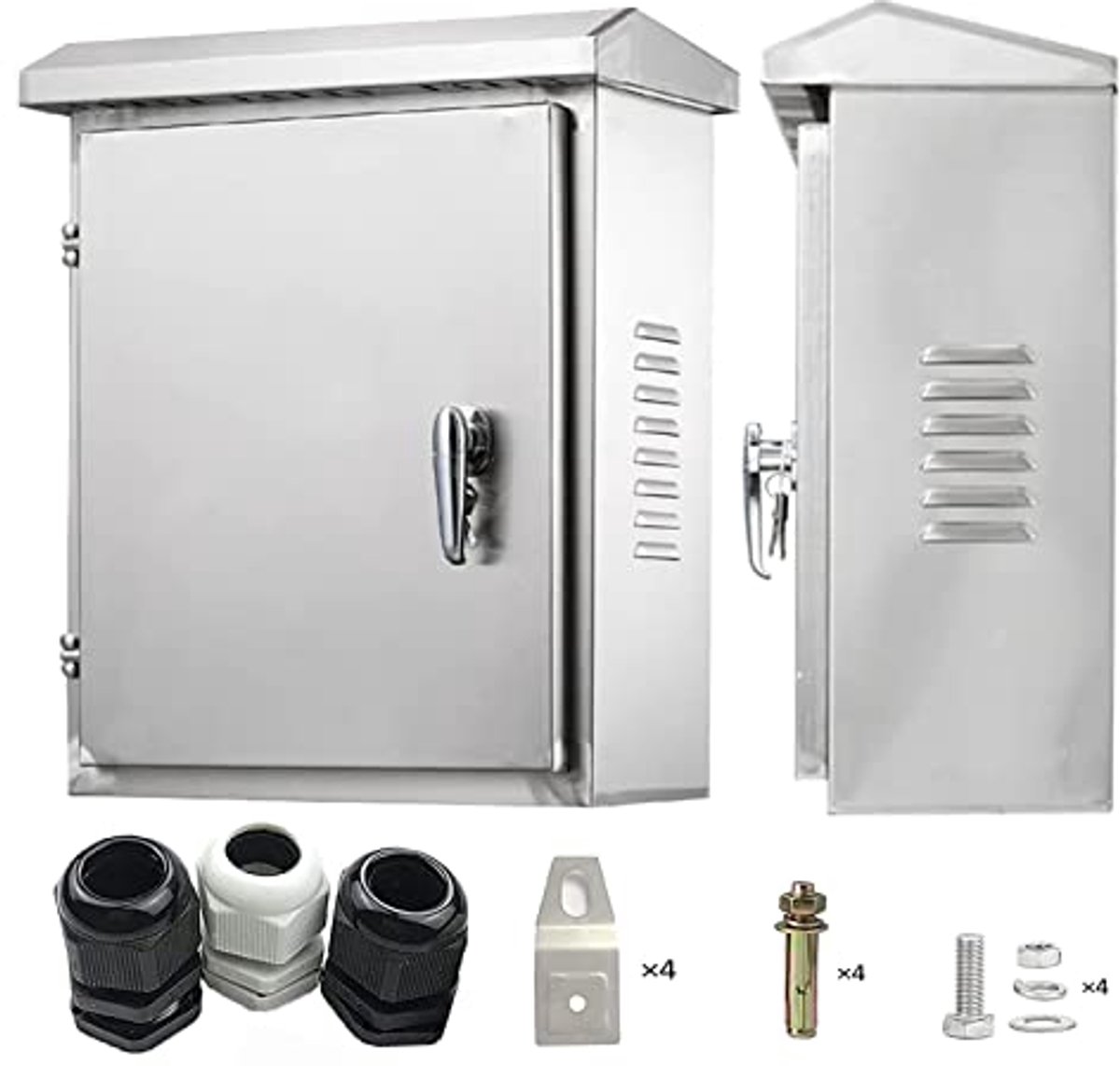 roestvrijstalen schakelkast, buitenverdeelkast waterdicht, wandgemonteerde elektrische verdeler, meterkast met slot 30 * 25 * 14 cm