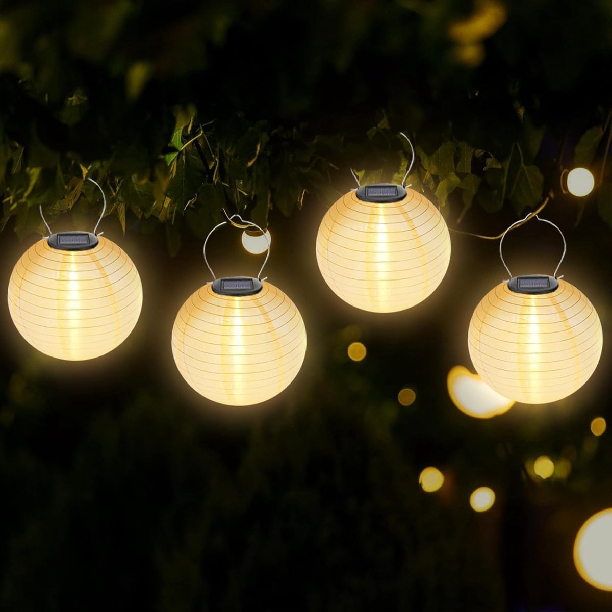 Lantaarns op zonne-energie buiten: 20 cm lantaarns zonne-energie buiten, lichtsensor, LED-lantaarn, waterdicht warm wit hangende zonne-aangedreven tuinlantaarn, lichtketting lantaarn buiten