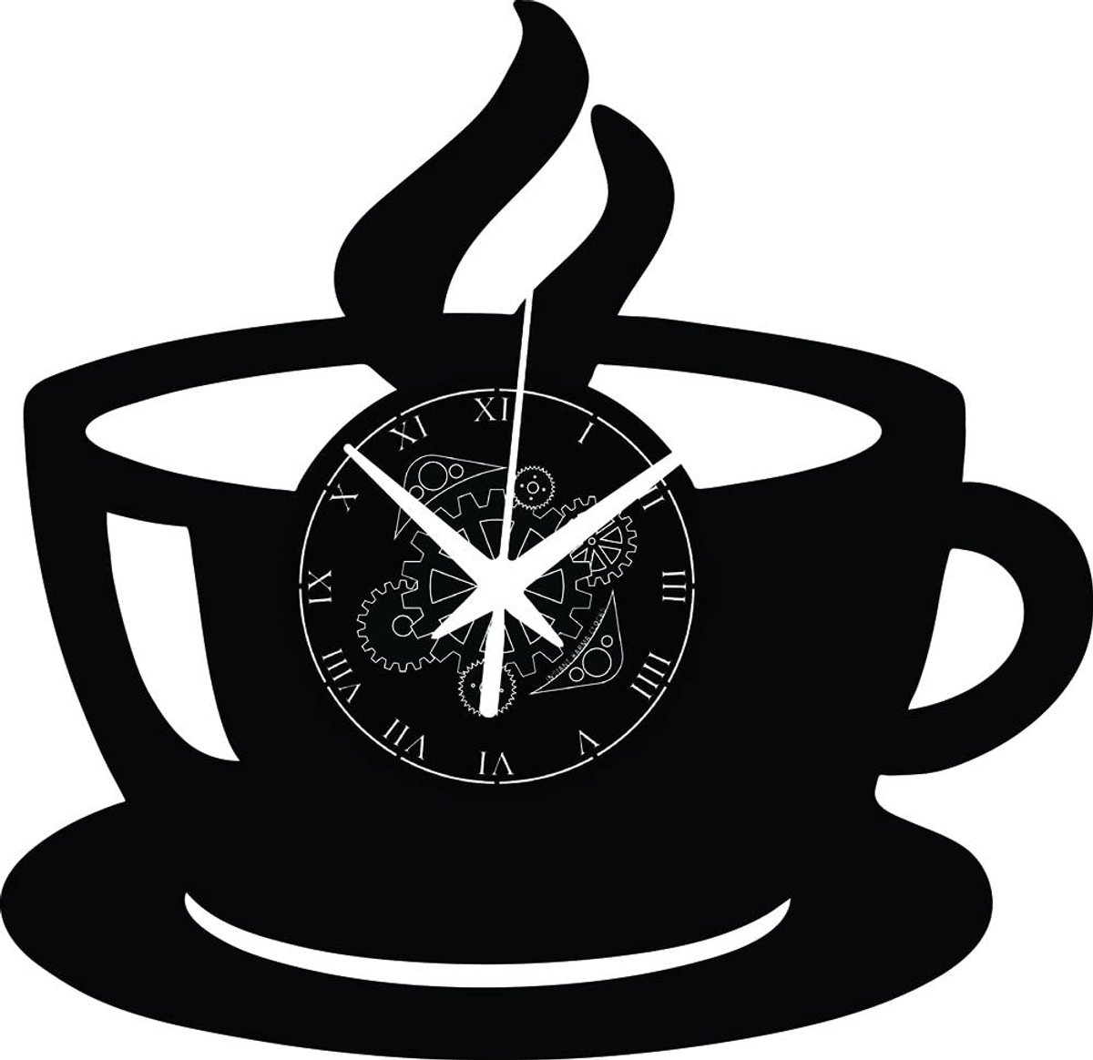 Omgoods - Vinyl Wandklok voor Koffiebar en Restaurant - Stil en Decoratief
