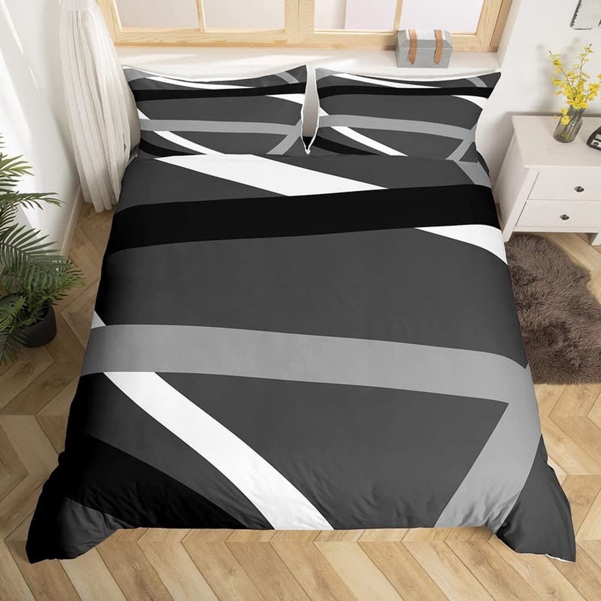 Omgoods - Modern Abstract Geometric Duvet Cover Set - King Size