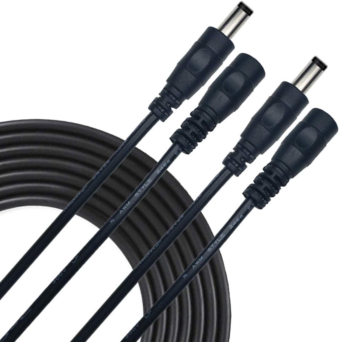 Verlengkabel 5,5 mm x 2,5 mm DC Aansluitkabel Gelijkstroom Verbindingskabel Verdeler Mannelijk naar Vrouwelijk Connector voor Voeding, CCTV-camera - 2 Stuks 2m Zwart