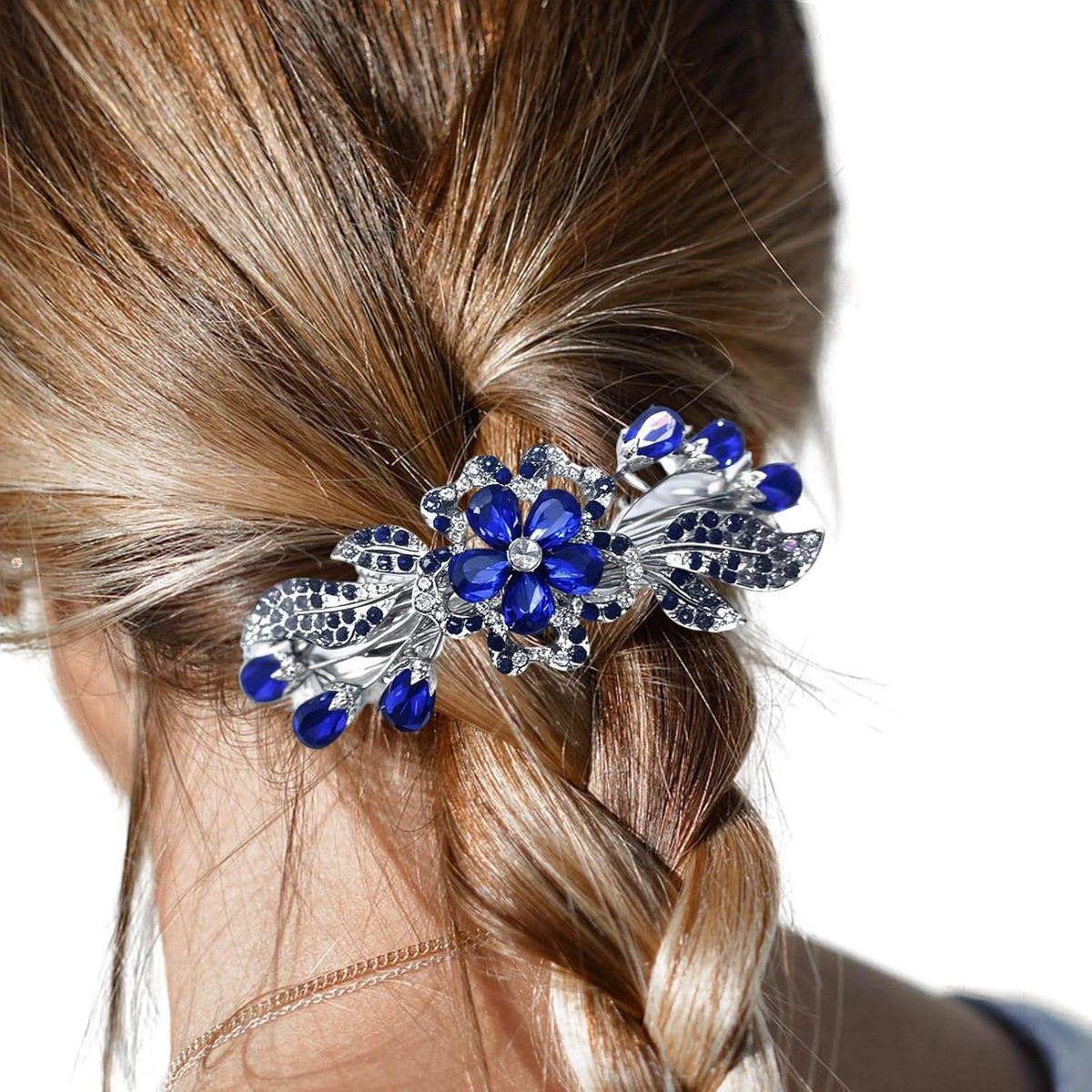 Haarspeldjes voor Vrouwen Blauwe Kristal Bloemig Haarsieraad voor Bruiloft en Speciale Evenementen