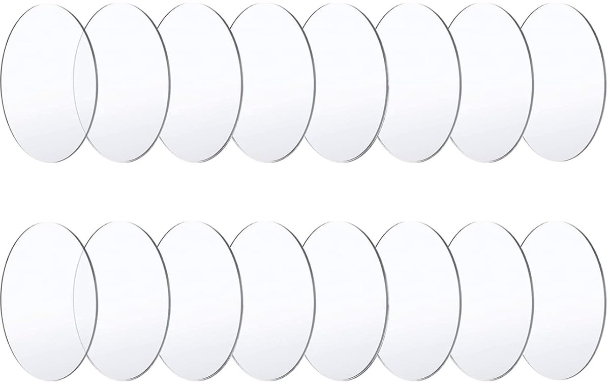 16 Pieces Clear Acrylic Plates, Round Acrylic Discs, Transparent, 0.2
