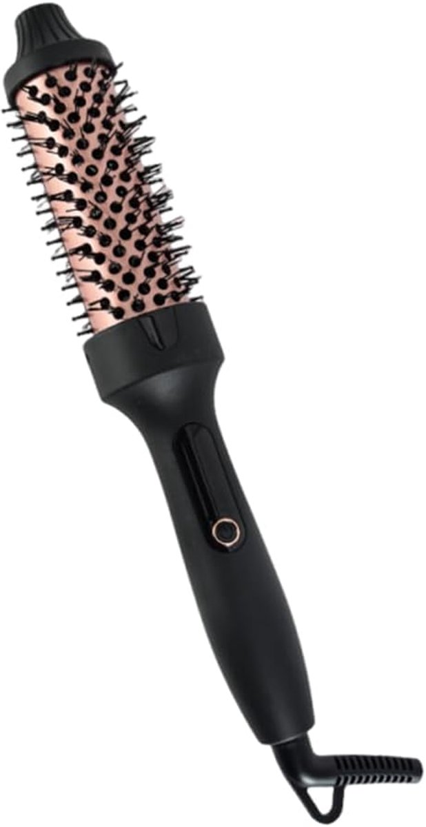 Brush Thermoborstel met infraroodtechnologie, 2-in-1 styler & föhn, 30 seconden snelle opwarming, lcd-temperatuurweergave, ionische krulborstel voor natuurlijke krullen en gladmaken # zwart