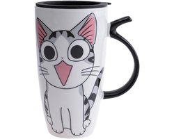 lachineuse - Grote mok Xxl - Kawaii Happy Cat 600 ml - Japans design