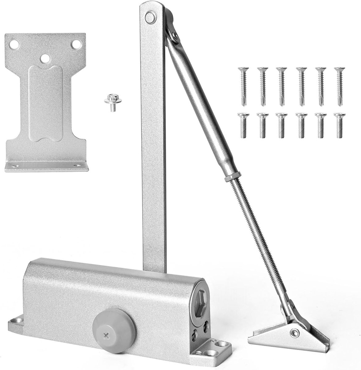 overheaddeurdranger, hydraulisch, zilverkleurig Deurdranger met