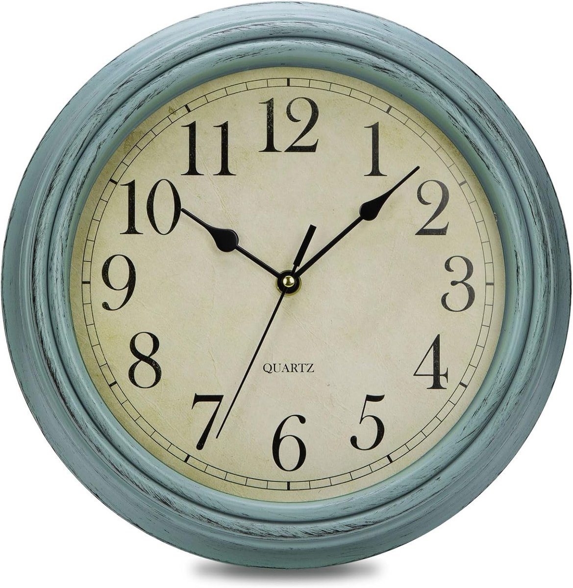 Vintage wandklok van plastic in vintage blauw, 30 cm - Retro design, decoratieve klok, tijdloos interieuraccessoire