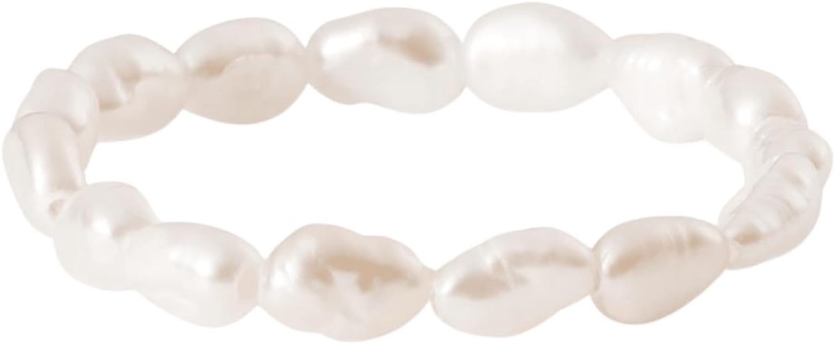 Pearly Ring (wit), elastische damesring van waterdichte parels