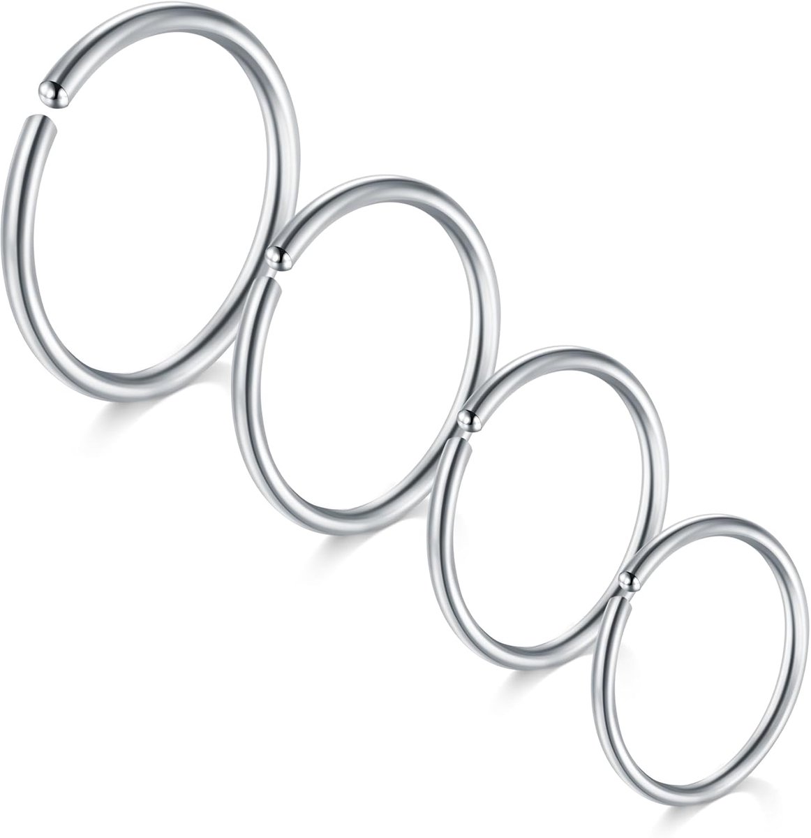4 stuks neuspiercing 16G / 18G / 20G / 22G chirurgisch staal dunne