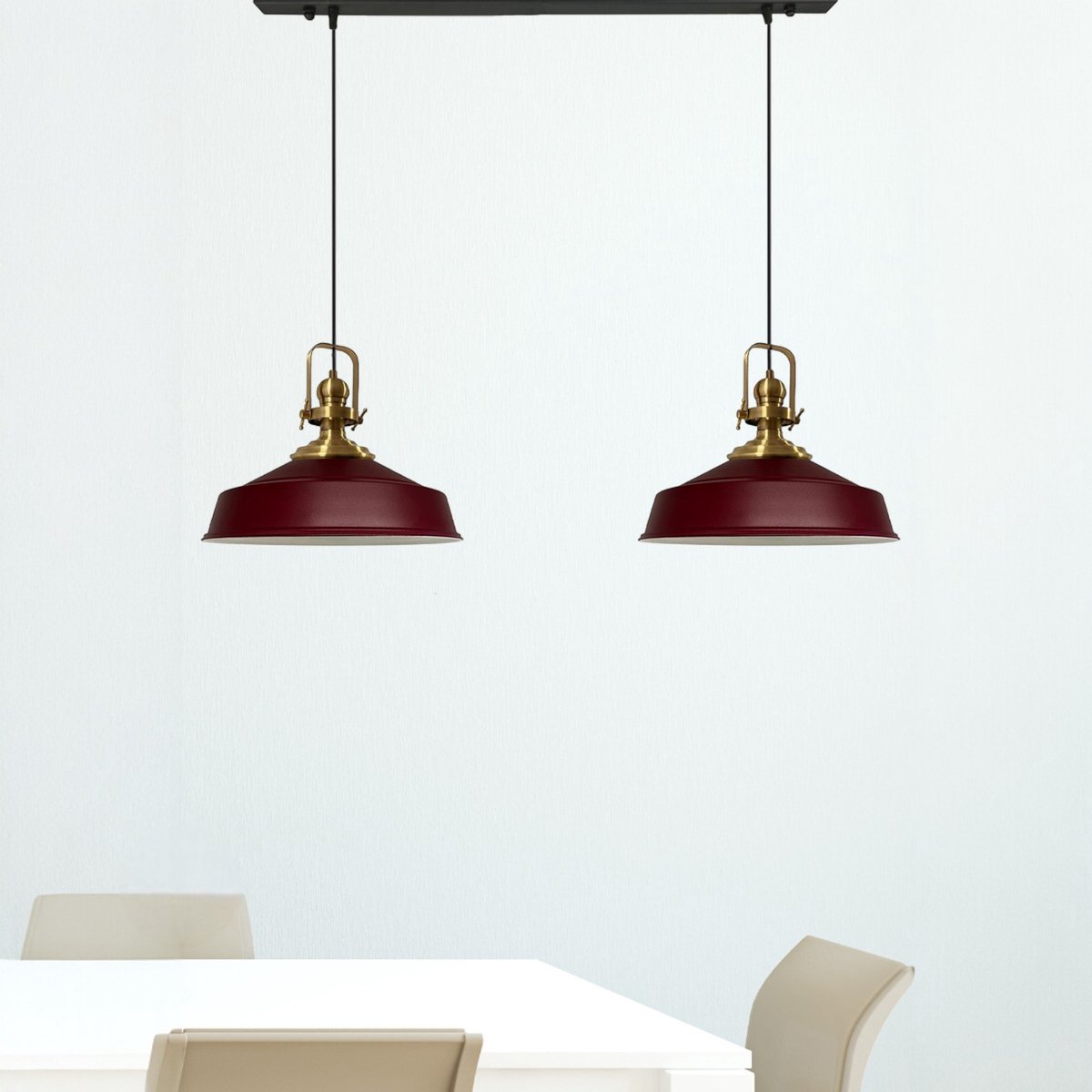 Bamyum Asletl hanglamp, industriële Modern stijl, Ø35 cm, bordeaux metalen lamp