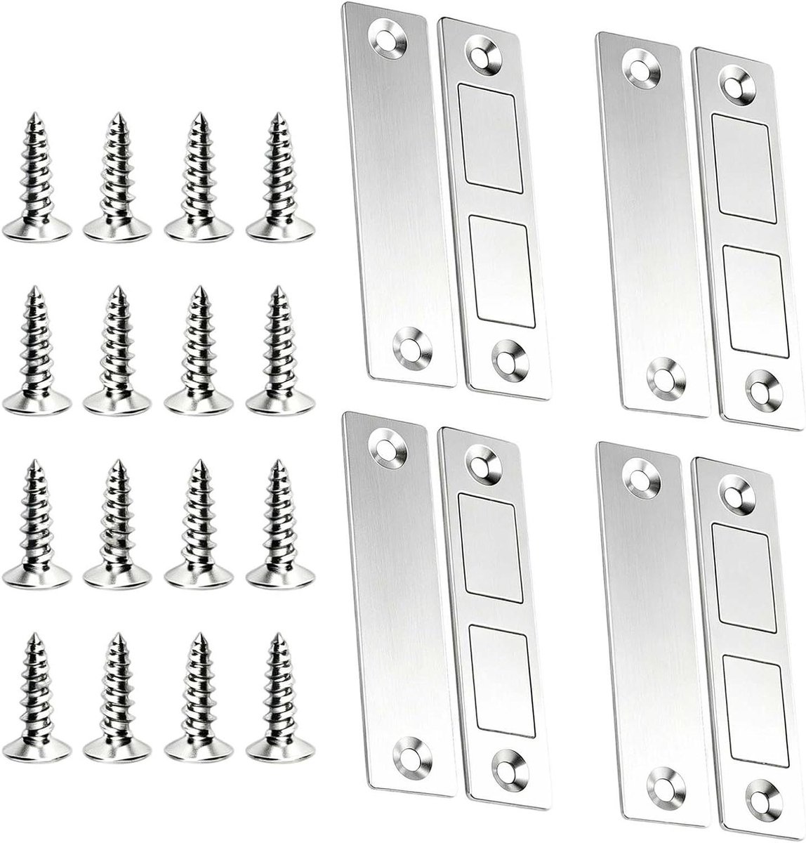 Magneetsluitingen Kast - Deurmagneet Kastslot - Meubels Sluiten - Ultradun Ontwerp - 4 Stuks - Zilver