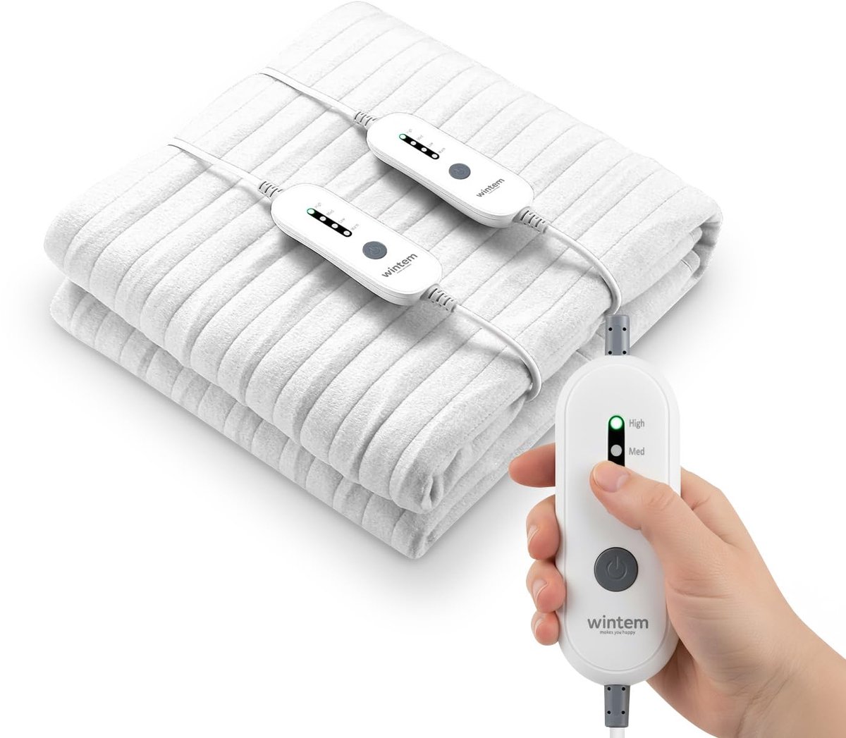 SnelShoppen - Wintem Encanta Warmtebeschermer, Elektrische Deken voor Tweepersoonsbed 160 x 140 cm, 2 Temperatuurniveaus, Thermische Deken voor Koudwe