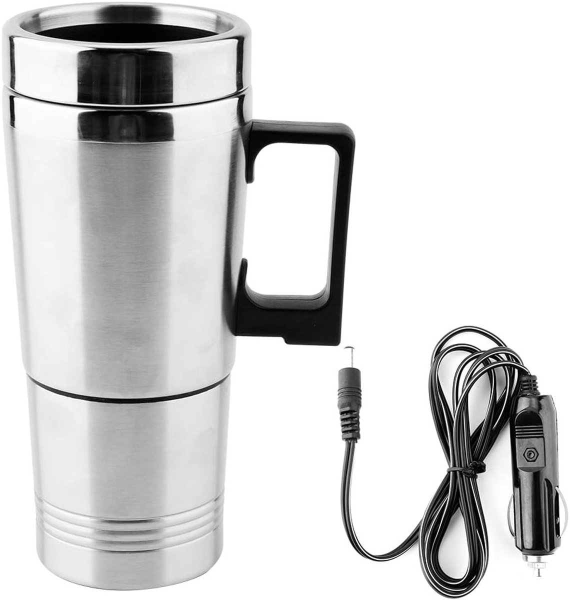 SnelShoppen - Elektrische Kettle 350ml + 150ml Roestvrijstalen Koffie Thee Thermos Water Kookapparaat 12V voor Auto en Camping