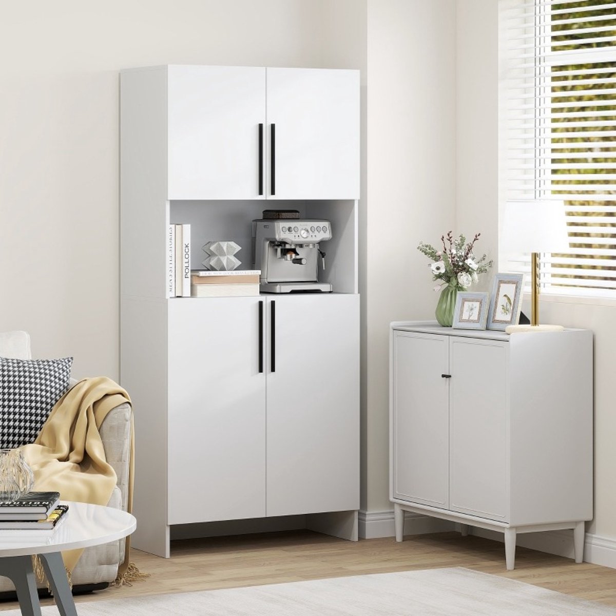 COVREO Keukenkast 79 x 40 x 175 cm wit, spaanplaat met soft-close