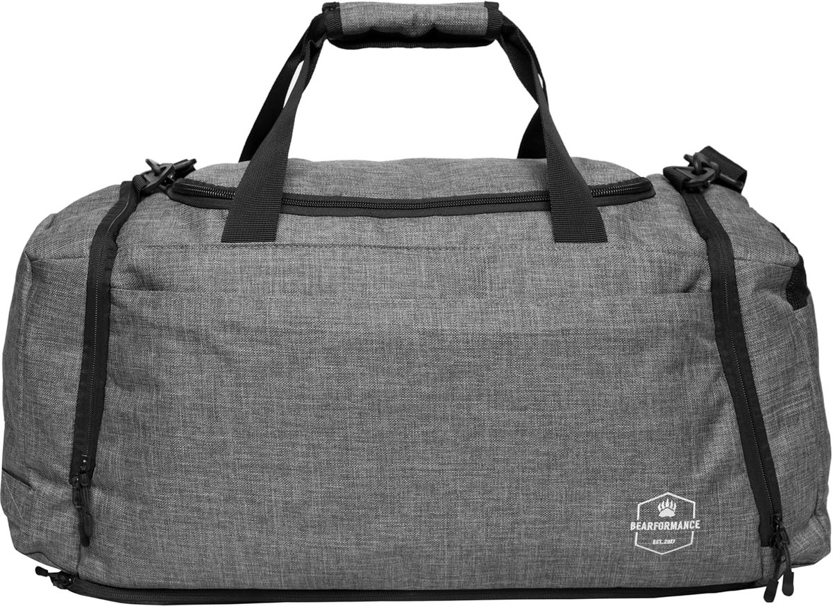 SnelShoppen - Ultimate Sporttas | Sporttas met Schoencompartiment & Vochtcompartiment | Rugzakfunctie voor Mannen en Vrouwen | 50 Liter | Grijs | Idea
