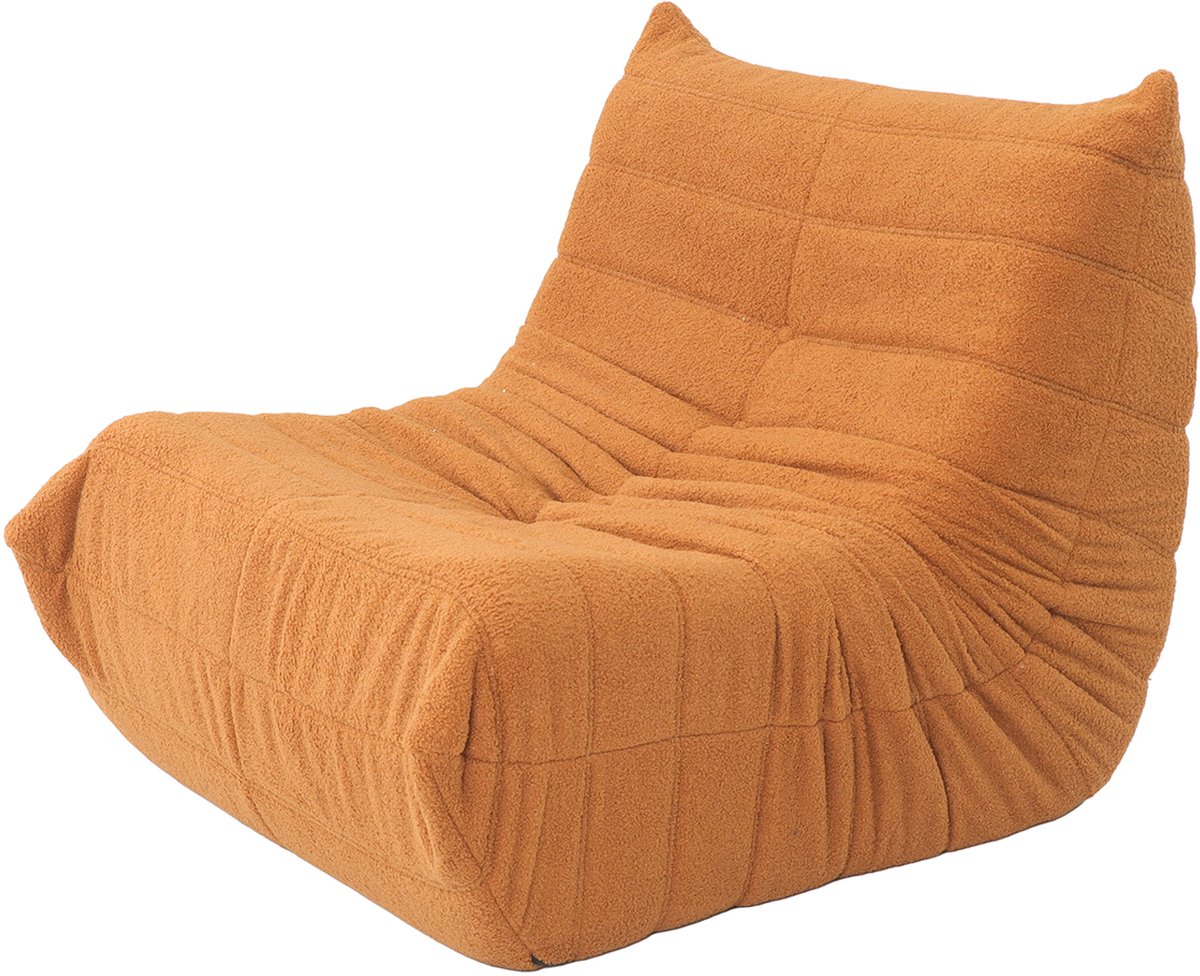 Zitzak – Grote Lounge Fauteuil – Relaxstoel – Ergonomisch Schuim – Bruin Pluche Bekleding – Woonkamer & Slaapkamer