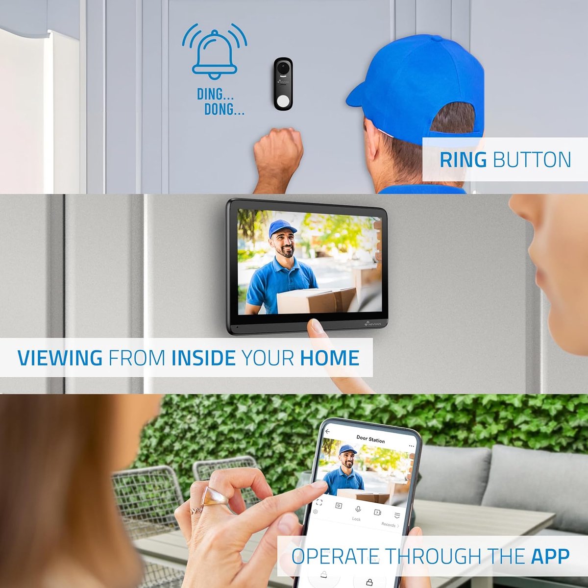 Draadloze Video Intercom met 7 inch Full HD Touchscreen en Tuya App | Nachtzicht & IP65