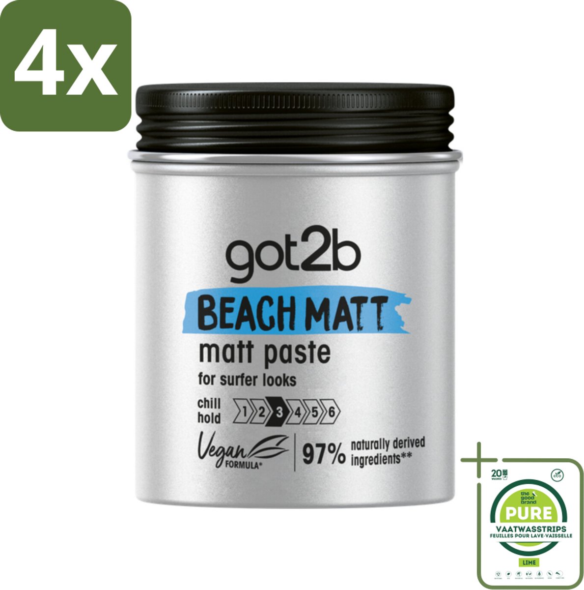 Got2B - Styling Paste - Beach Matt - 100 ml - Voordeelverpakking - 4 stuks - Beach look - Matte styling