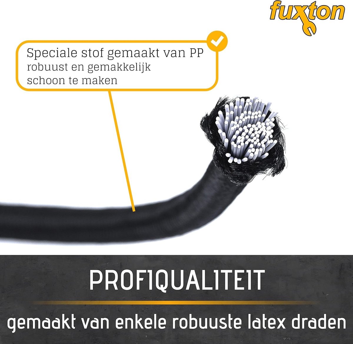 SnelShoppen - Rubber Rope 6 mm 10 m Zwart met 10 Kabelbinders - Elastische Trailerzeil, Verlengingskoord, Tensioner, Voor Camping, Boot, Truck, Tarp