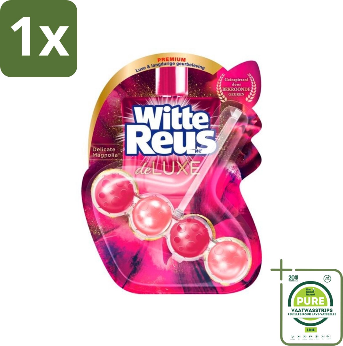 1 x Witte Reus - DeLuxe Toiletblok - Delicate Magnolia - 1 Toiletblok - Toiletblok - Geur - Reiniging - Magnolia - Luxe