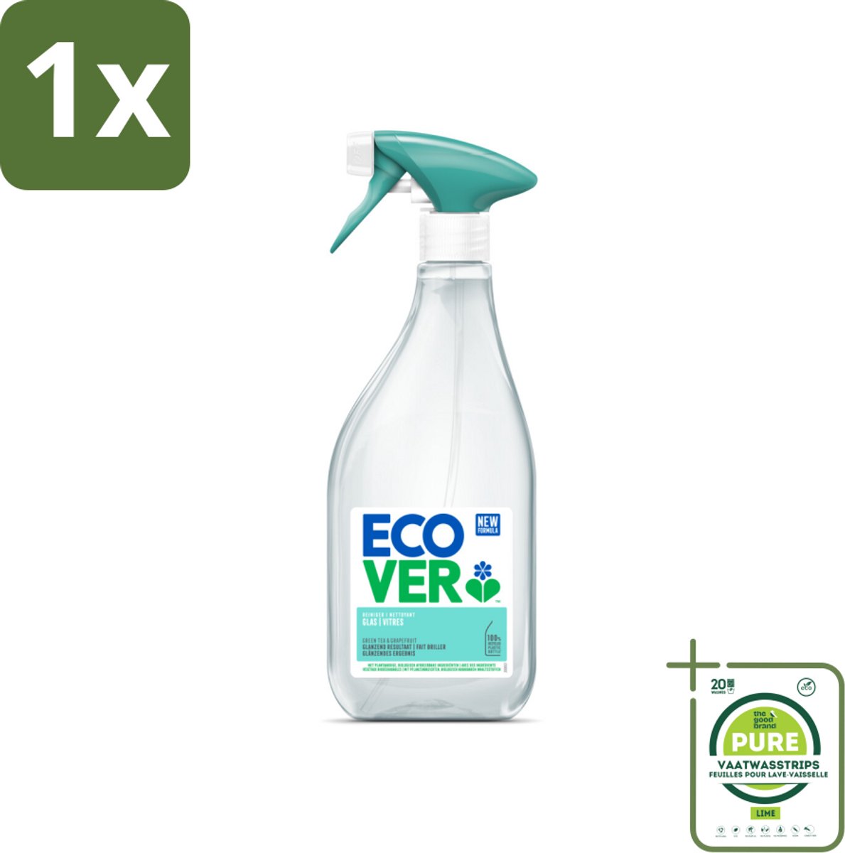 1 x Ecover - Glasreiniger Spray - 500 ml - Glasreiniger - Ramen Schoonmaken - Spiegels Schoonmaken - Ecologische Schoonmaak - Biologische Schoonmaak