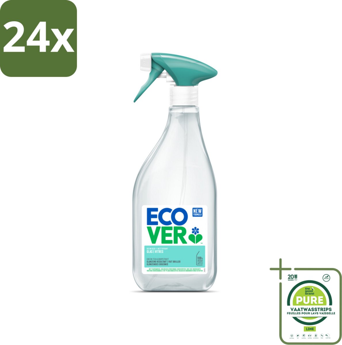 Ecover - Glasreiniger Spray - 500 ml - Voordeelverpakking - 24 stuks - Glasreiniger - Ramen schoonmaken