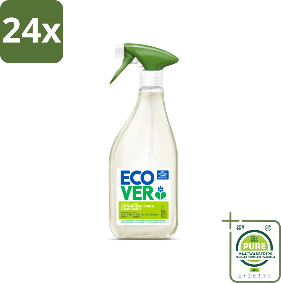 Ecover - Allesreiniger Spray - Citroengras & Sinaasappel - 500 ml - Voordeelverpakking - 24 stuks - Allesreiniger - Schoonmaakspray