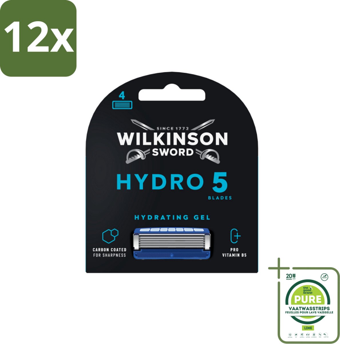 Wilkinson Sword - Navulmesjes - Hydro 5 Skin Protection - Beschermend - 4 mesjes - Voordeelverpakking - 12 stuks - Scheermes - Scheermesjes