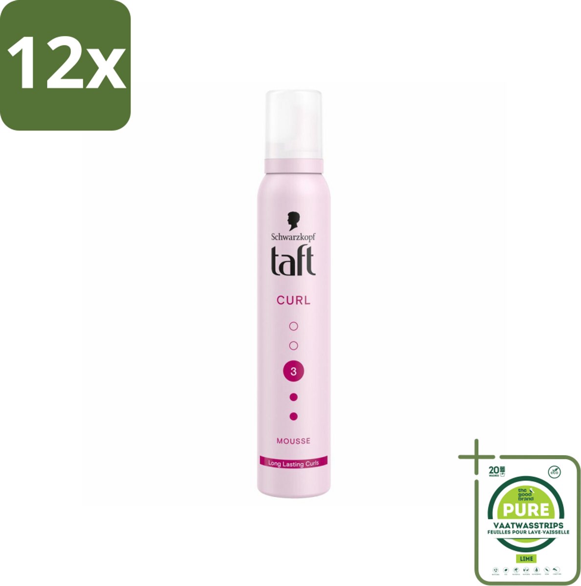 Taft - Haarmousse - Curl 3 - Gedefinieerde krullen - 200 ml - Voordeelverpakking - 12 stuks - Krullenmousse - Krullen definiëren