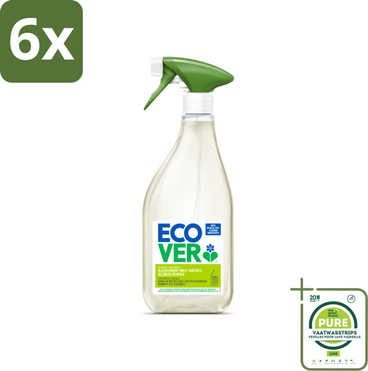 Ecover - Allesreiniger Spray - Citroengras & Sinaasappel - 500 ml - Voordeelverpakking - 6 stuks - Allesreiniger - Schoonmaakspray