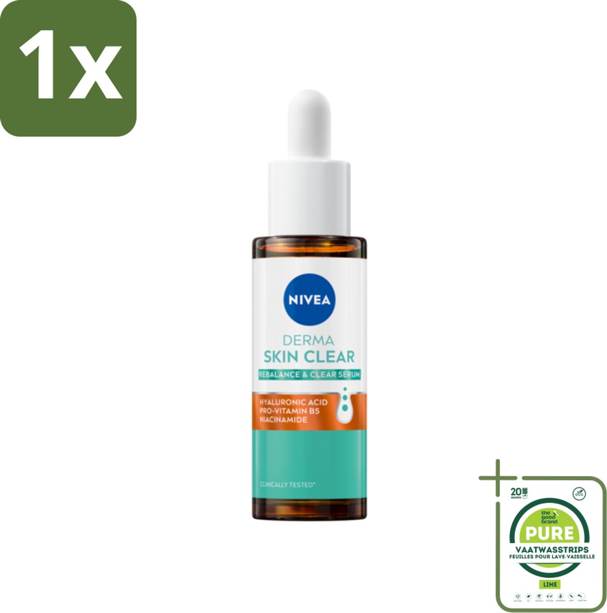 1 x Nivea - Derma - Skin Clear Serum - Zuiverend en Kalmerend - Met Hyaluronzuur en Niacinamide - 30 ml - NIVEA Derma Skin Clear Serum - Serum Voor Onzuivere Huid - Serum Voor Gevoelige Huid - Serum Met Hyaluronzuur - Serum Met Niacinamide