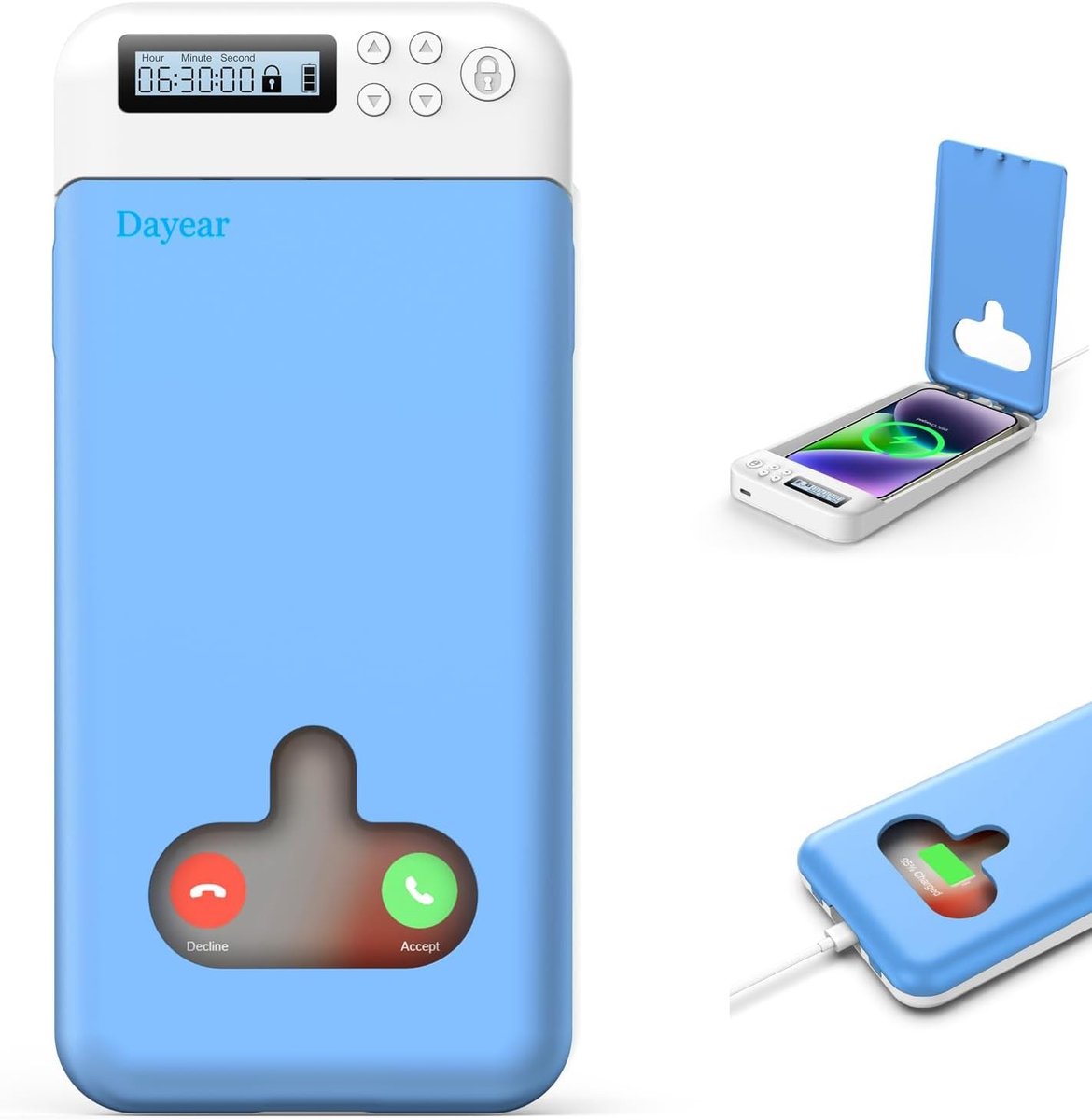 Lockable Telefoonopslagbox voor Kinderen en Studenten - Zelfbeheersing, Veiligheid en Organisatie (Max 6.7 Inch) - Blauw