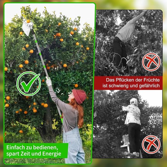 Fruitplukker Telescoopsteel - Appelplukker Pruimenplukker - Fruit Oogsten - Verstelbare Lengte - 4 Meter - Zilver — afbeelding 2