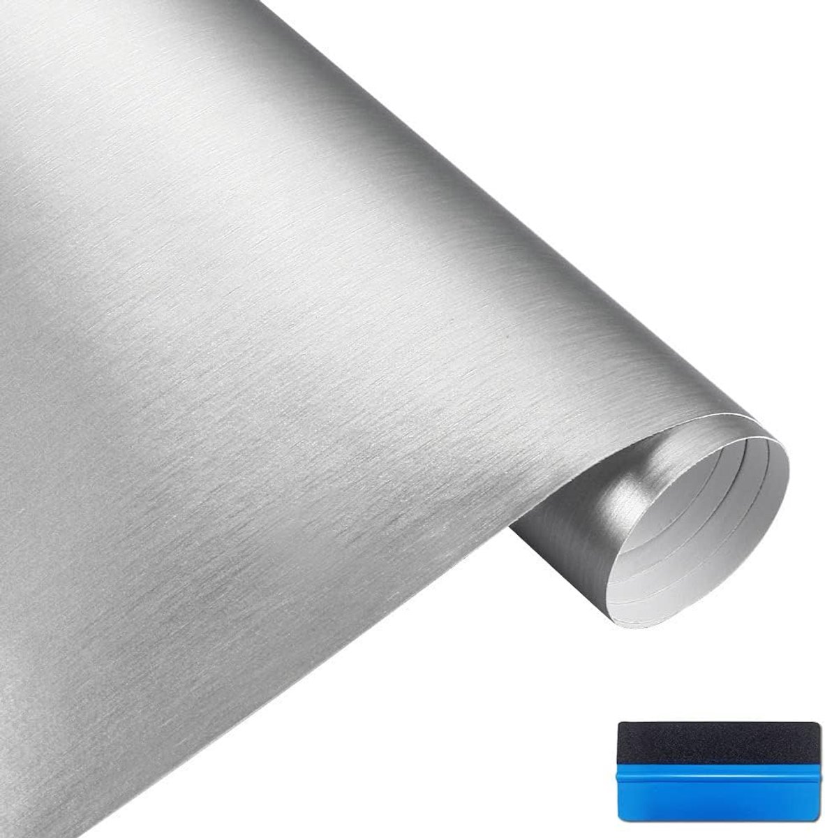 Geborsteld roestvrij staal Metallic Vinyl Wrap Film Matte Chrome Auto Wrapping Folie Stickervel Voor Auto Laptop Meubels (Zilver, 30 cm x 150 cm)