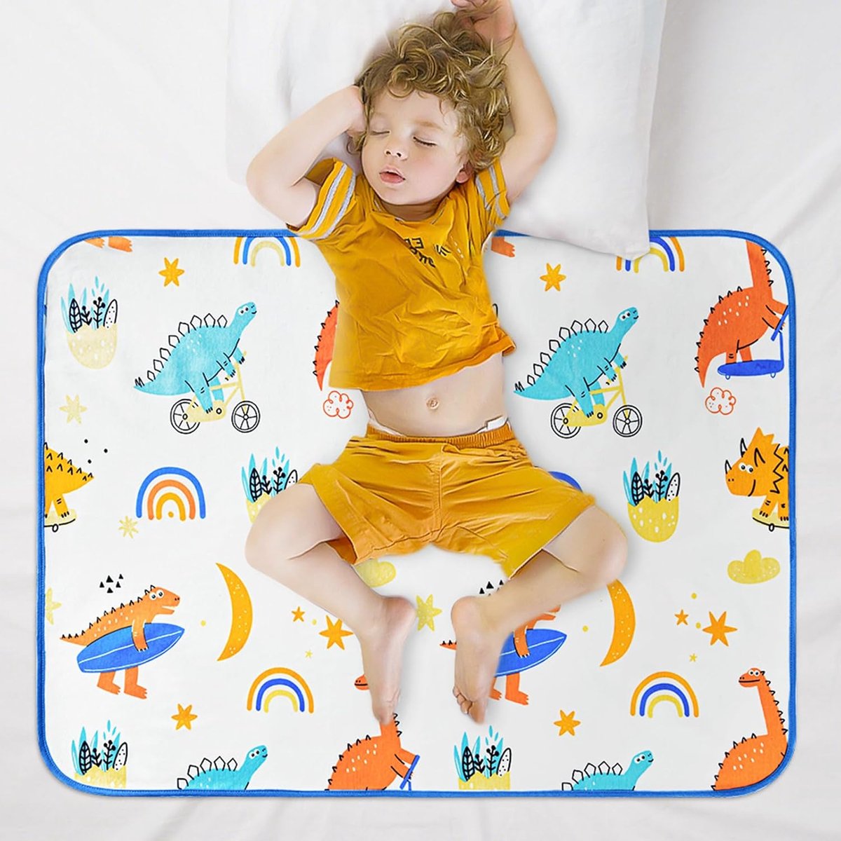 Potty training bedpads, bedbeschermer voor kinderen, 70 x 90 cm bedplassen matrasbeschermer bedplassen lakens matten, absorberende waterpads peuter lakbeschermer toilettraining (Dinosaurus