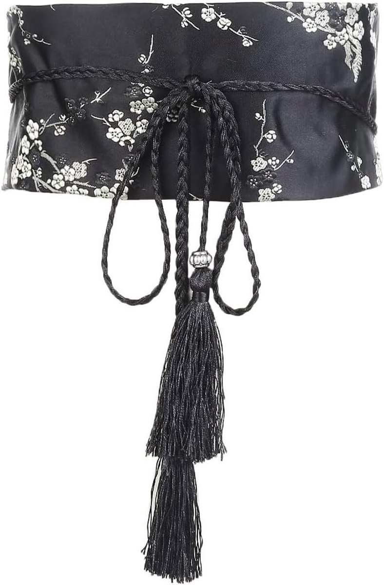 Damesriem, Obi-kimono, brede Japanse band, tailleriem met kwasten, vintage print, Hanfu Yukata, autoseksueel, Obi Sash Yukata, cosplay-accessoires