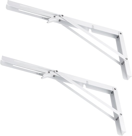 400 mm, zware belasting, 90 graden klaphoek met vergrendeling, wit klapscharnier, ruimtebesparende plankhouder, inklapbare plankdrager voor klaptafel, tafelbladen, wandtafel, 4 — afbeelding 4