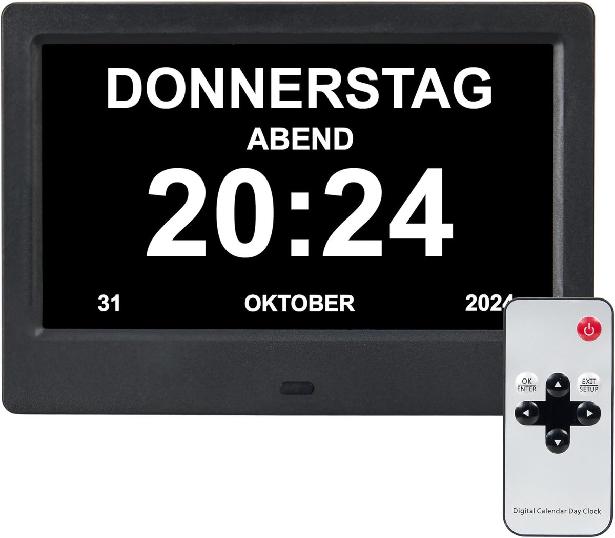 Dementieklok - 24 Alarmfuncties - Incl. Afstandsbediening - Automatische Dimfunctie - Kalenderklok - Zwart