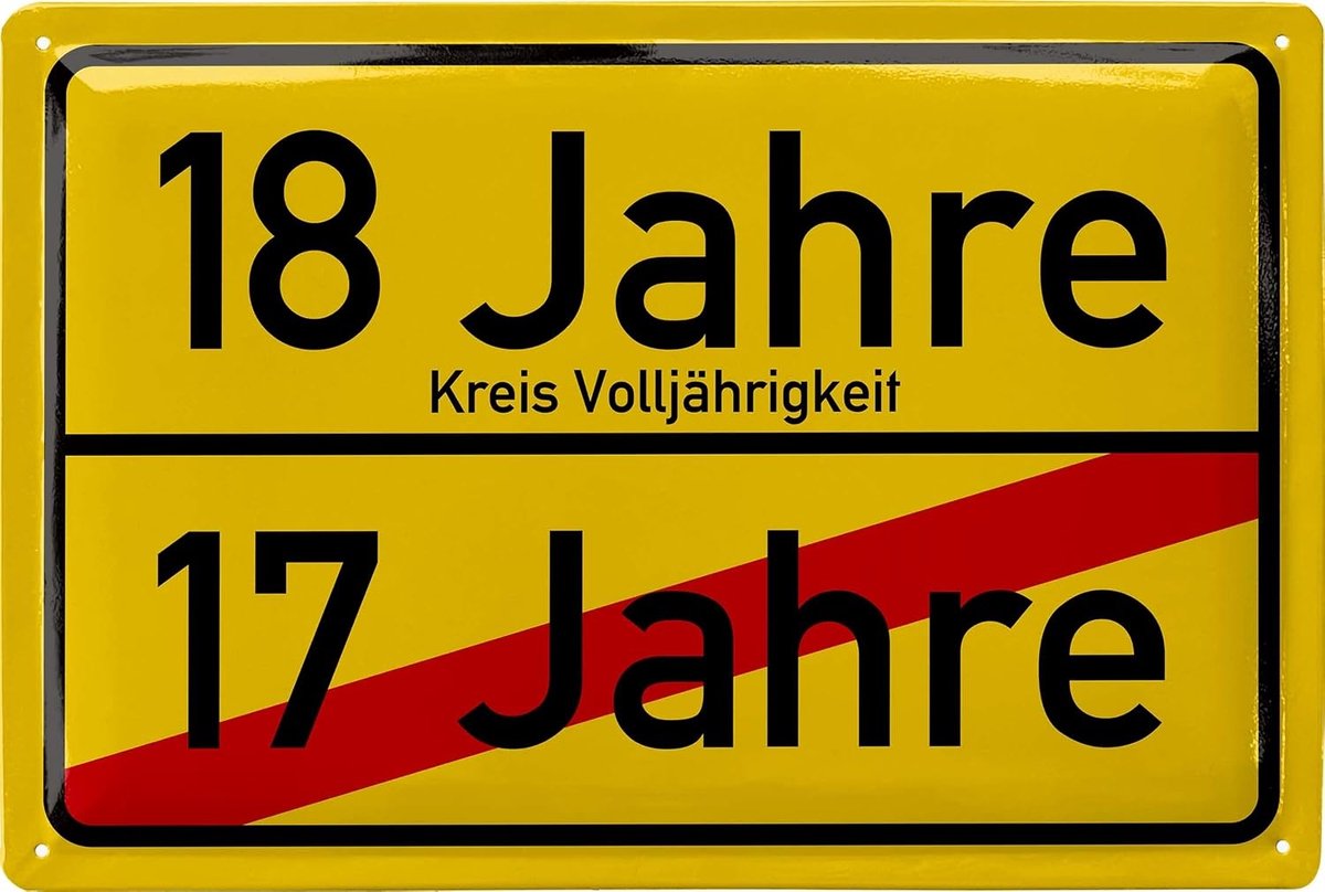 Retro metalen bord plaatskaart 18e verjaardag jongen - alternatief voor verjaardagskaart 18 jaar - geschenken voor de 18e verjaardag en verjaardagsdecoratie, 20x30cm